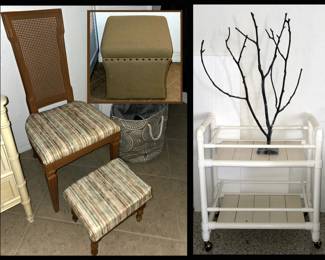 Pretty Chair and Matching Small Footstool Another Nice Footstool & Cart on Wheels