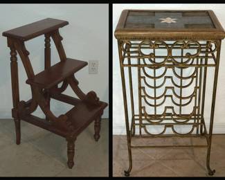  Library Steps & Substantial Wine Rack Table 