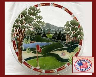 Glass Golf Plate with Label Handmade in America