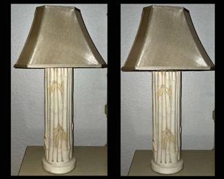 Mid Century Faux Bamboo Table Lamps