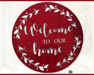 Large Pierced Metal Welcome to Our Home Sign