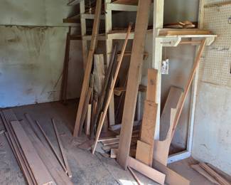 She'd with lots of rough cut wood, some cedar