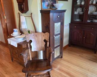 Antique rocker and pie safe
