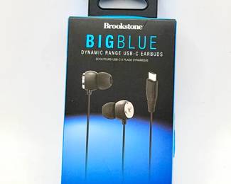 NIB Brookstone Big Blue Dynamic Range USB-C Earbuds