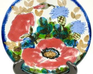 Highland Stoneware Scotland Pottery Plate With Floral Design