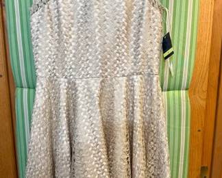 NWT Gabby Skye Size 4 Dress With Gold Tone Overlay