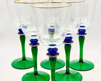 (6) Venetian Style Wine Glasses