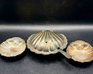 (3) Vintage Metal Shell Dishes