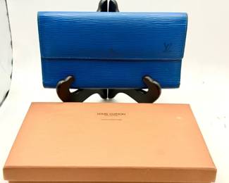 Louis Vuitton Blue Leather Wallet With Box-Authenticated