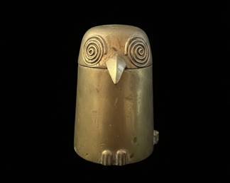 Vintage Brass Owl Figural Box