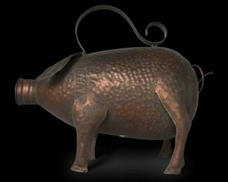 Hammered Copper Pig Watering Can second image