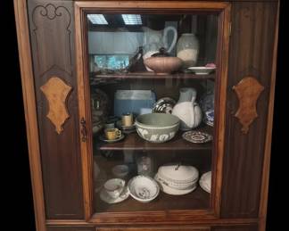 Queen Anne Style Walnut Curio Cabinet