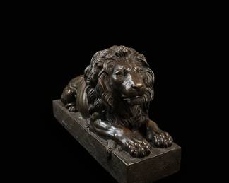 Large Patinated Bronze Recumbent Lion Sculpture, After Canova third image