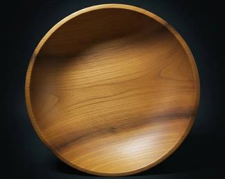 MidCentury Modern Turned Wood Serving Bowl second image