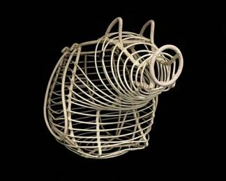 Vintage Wire Pig Egg Basket B fourth image