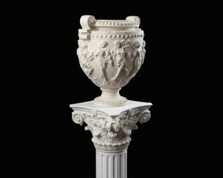 Neoclassical Style Cast Stone Urn on Pedestal