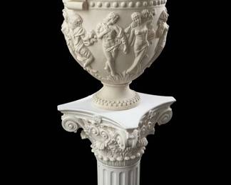 Neoclassical Style Cast Stone Garden Urn on Pedestal
