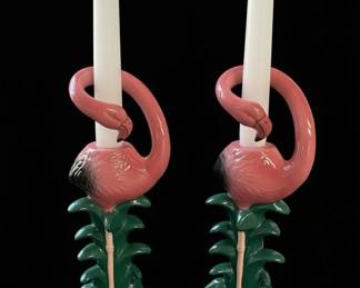 Vintage Sarsaparilla Five and Dime Flamingo Candlestick Pair third image
