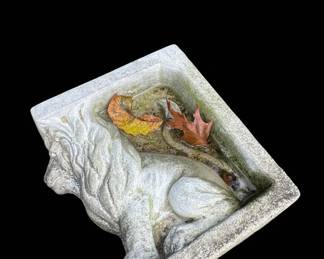 Cast Stone Lion Relief Garden Plaque