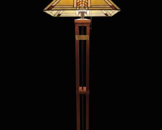 Frank Lloyd Wright Inspired Mission Style Slag Glass Floor Lamp