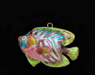 Vintage Cloisonn Articulated Tropical Fish Ornaments fourth image