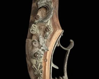 Antique Flintlock Pistol Stock with Furniture