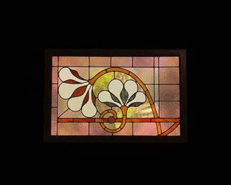 Art Nouveau Style Floral Stained Glass Panel