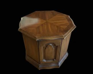 Vintage Octagonal End Table with Cabinet third image
