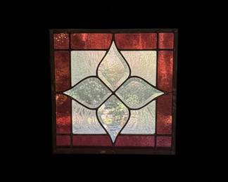 Art Deco Style Stained Glass Panel with Beveled Center