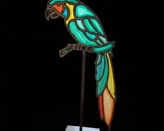 Enesco Stained Glass Style Parrot Sculpture