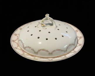 Antique GDA Limoges Covered Pancake or Berry Server