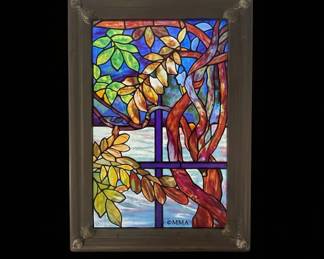 Metropolitan Museum of Art Tiffany View of Oyster Bay Stained Glass Panel second image