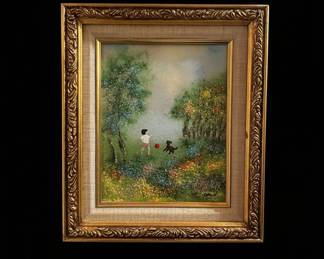 Louis Cardin Enamel on Copper Painting