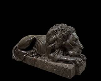 Pair of Cast Stone Lion Sculpture and Figural Fountain second image