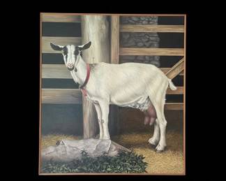 LargeScale Decorative Dairy Goat Oil Painting