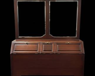 Vintage Pier Wall Headboard Unit with Integrated Cabinets and Mirror
