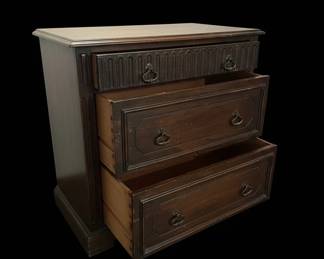 Vintage Dark Wood ThreeDrawer Chest third image