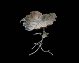 Cast Metal LeafForm Bird Bath