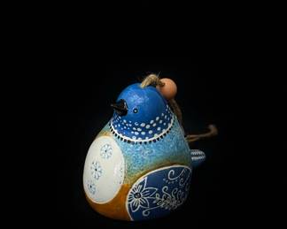 Lori Siebert Blue Bird Chubby Ceramic Garden Decoration