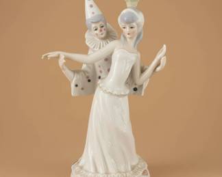 Vintage Porcelain Clown and Princess Dancing Figurine Music Box second image