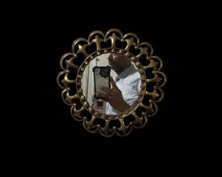 Vintage Hollywood Regency Brass Filigree Mirror