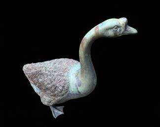 Vintage Cast Bronze Goose Garden Statue