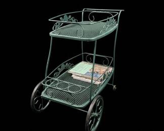 Vintage Wrought Iron Rose of Sharon Pattern Serving Cart eighth image