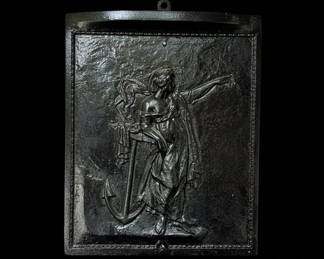 Cast Iron Fireback with Allegorical Figure