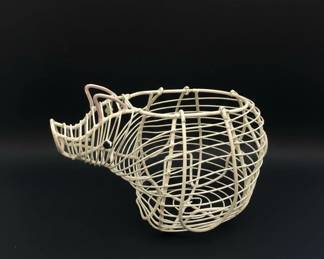 Vintage Pig Shaped Wire Egg Basket B