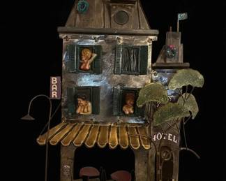 Vintage Metal Brothel Wall Sculpture