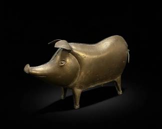MidCentury Modernist Sheet Metal Pig Sculpture third image