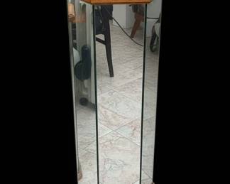 s Hollywood Regency Mirrored Hexagonal Pedestal Plant Stands