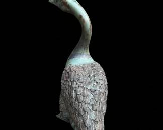 Cast Bronze Garden Goose Sculpture