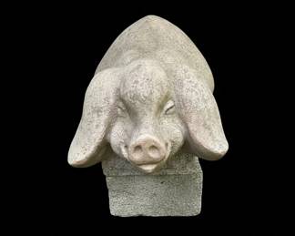 Cast Stone Pig Garden Statue B third image